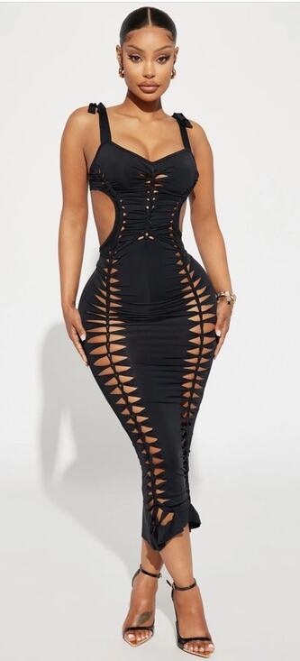 Fashion Nova Dresses & Skirts - New Sz Small ❤️ Fashion Nova Women’s Open Back Bodycon Black Pencil Midi Dress